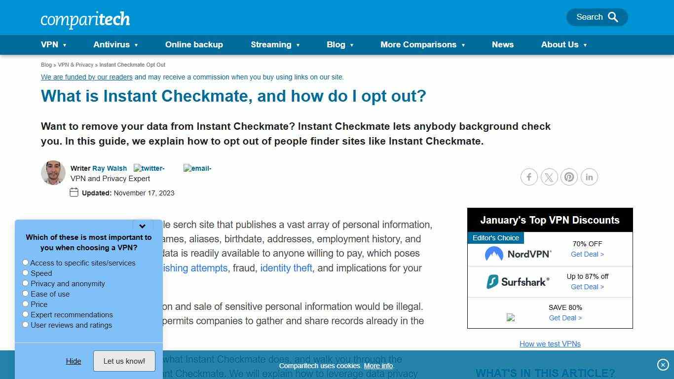 What is Instant Checkmate? (and how to opt out) - Comparitech